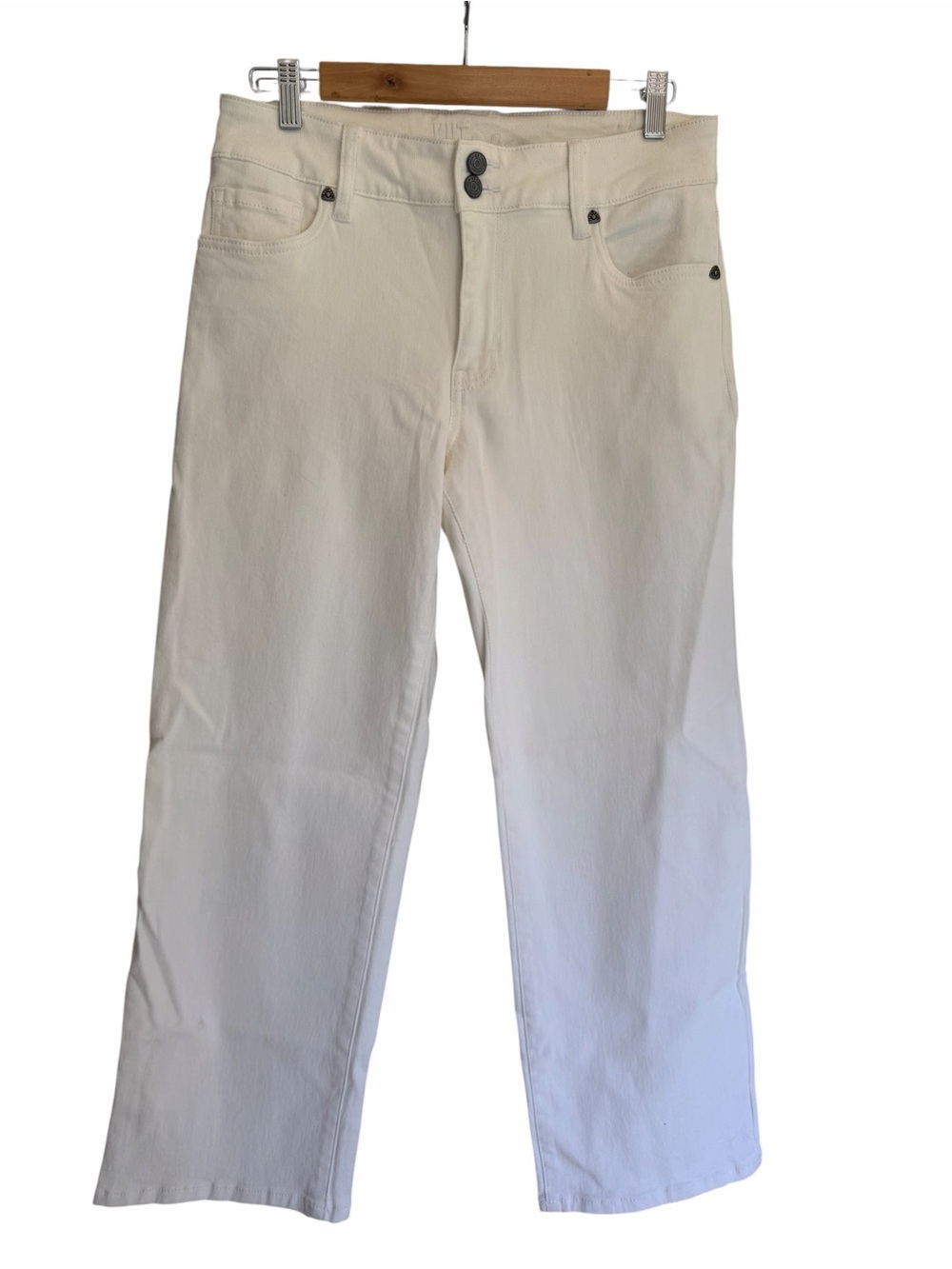 KUT from the Kloth High Rise Wide Leg Crop Jeans Size 8 White Denim - Picture 3 of 5